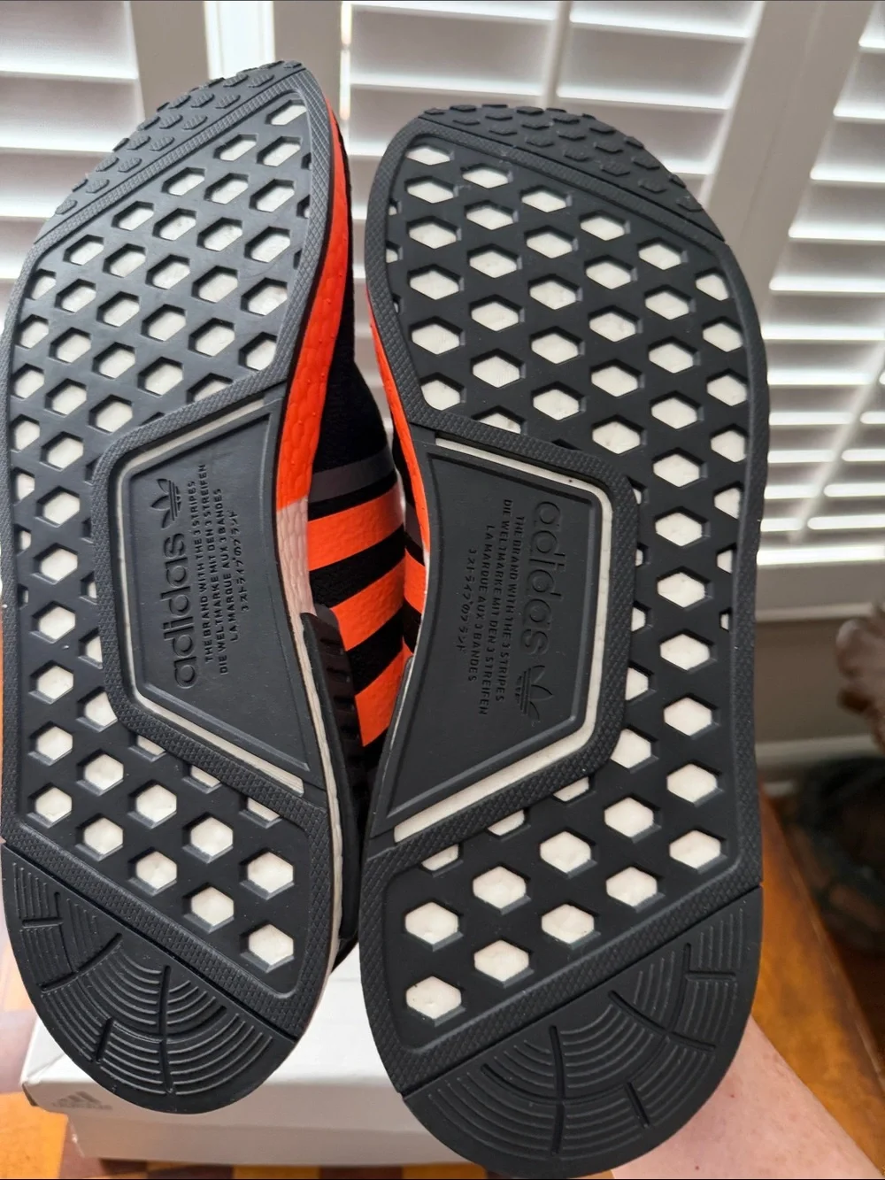 adidas Men’s Black Sneakers with Bright Orange Stripes